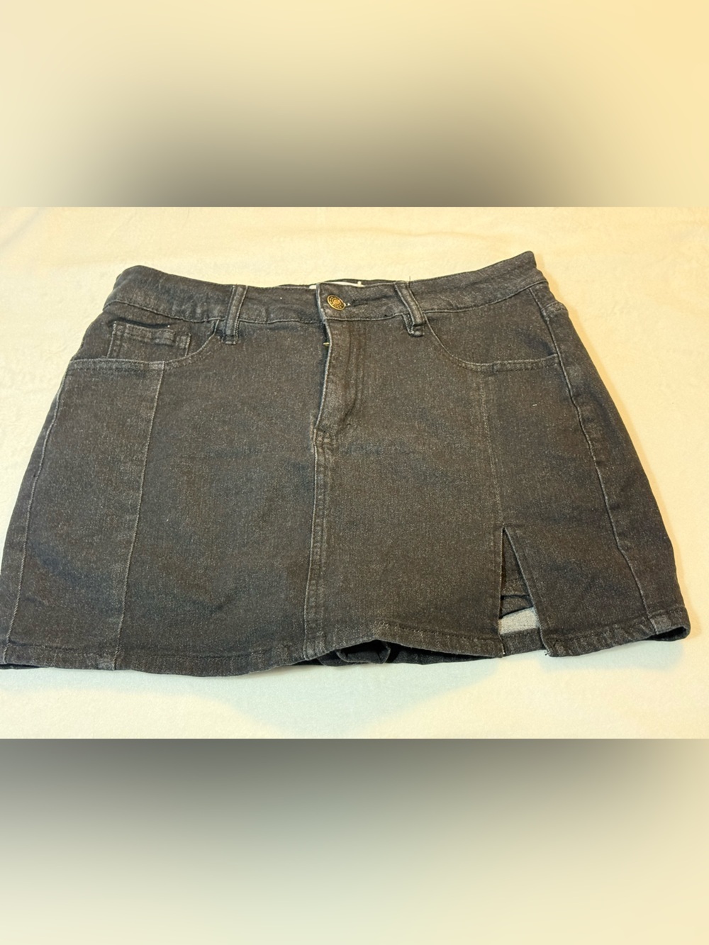 New Denim Stretch Skort. Acid Wash Blue. Medium